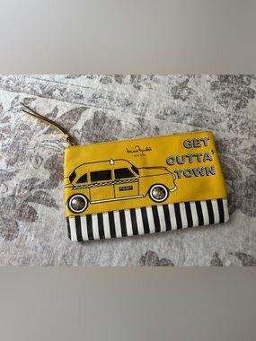Henri Bendel About Town Pouch Super Lemon New York Taxi Purse Bag Clutch